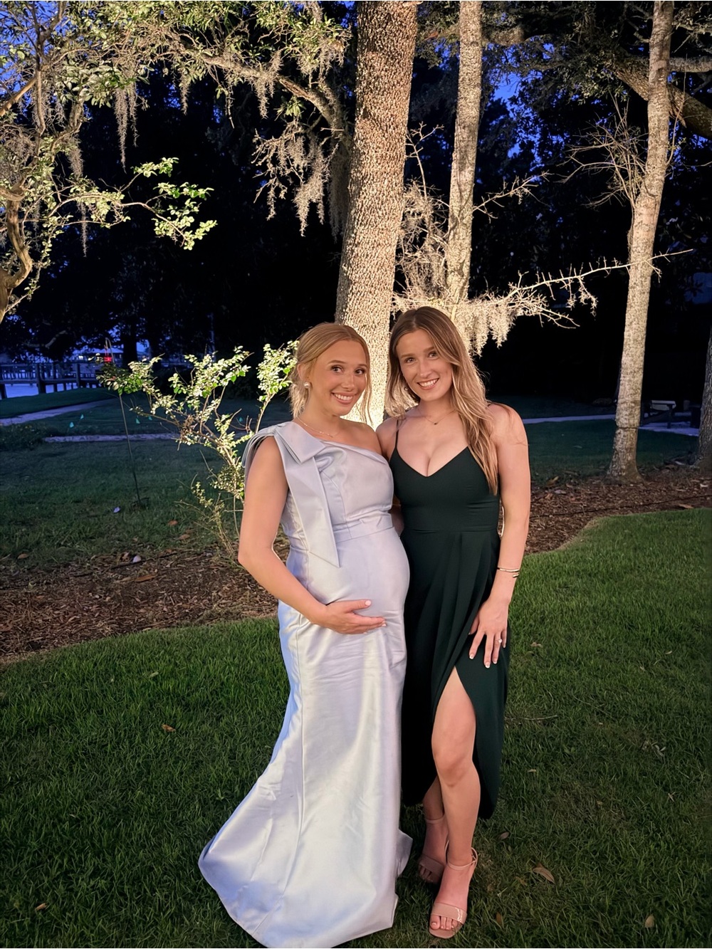 Satin One-Shoulder Light Silver Gown